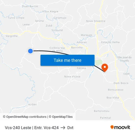 Vcs-240 Leste | Entr. Vcs-424 to Dvt map