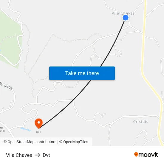 Vila Chaves to Dvt map