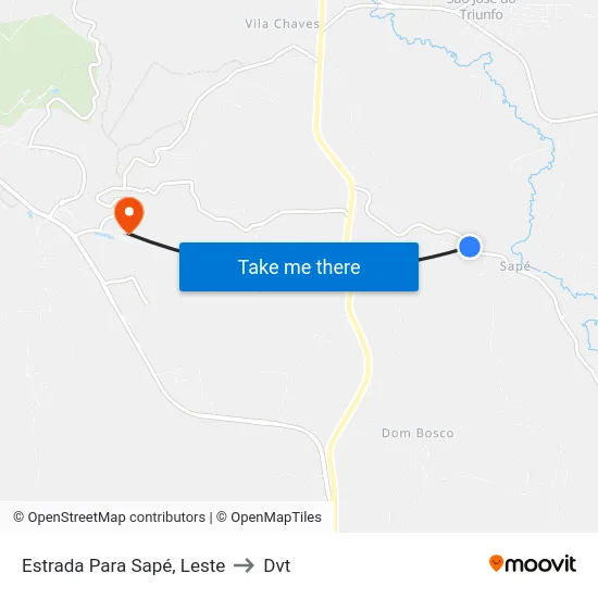 Estrada Para Sapé, Leste to Dvt map