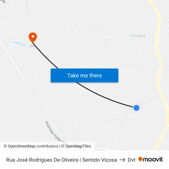 Rua José Rodrigues De Oliveira | Sentido Viçosa to Dvt map