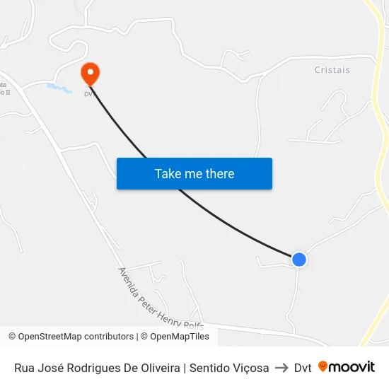 Rua José Rodrigues De Oliveira | Sentido Viçosa to Dvt map