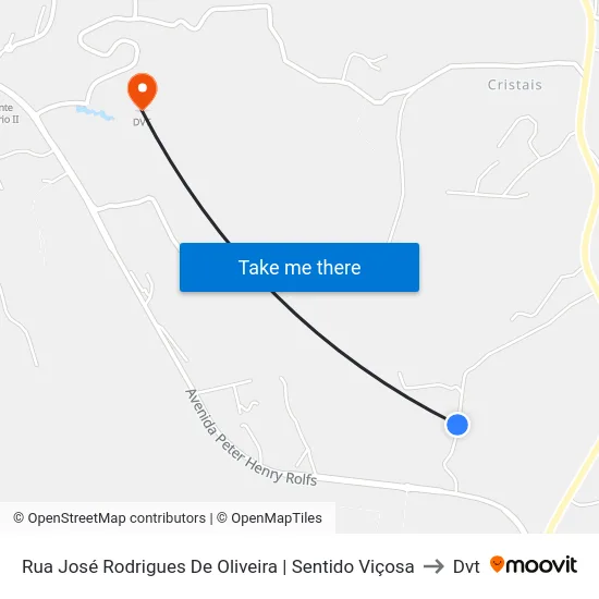 Rua José Rodrigues De Oliveira | Sentido Viçosa to Dvt map