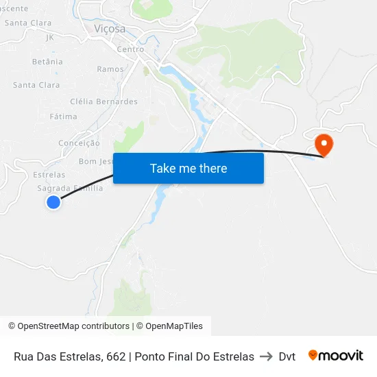 Rua Das Estrelas, 662 | Ponto Final Do Estrelas to Dvt map