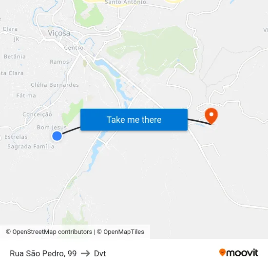 Rua São Pedro, 99 to Dvt map