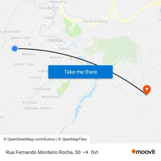 Rua Fernando Monteiro Rocha, 50 to Dvt map