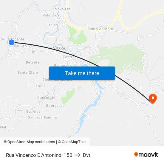 Rua Vincenzo D’Antonino, 150 to Dvt map
