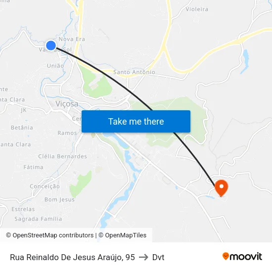 Rua Reinaldo De Jesus Araújo, 95 to Dvt map