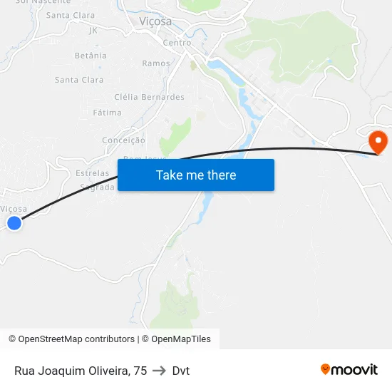 Rua Joaquim Oliveira, 75 to Dvt map