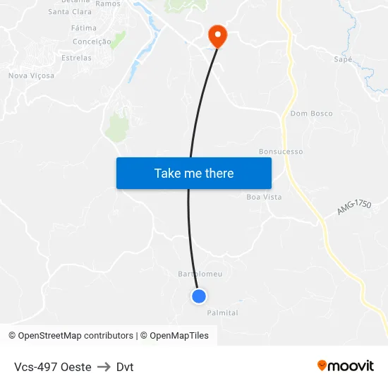 Vcs-497 Oeste to Dvt map