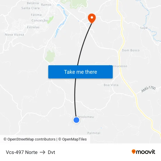 Vcs-497 Norte to Dvt map