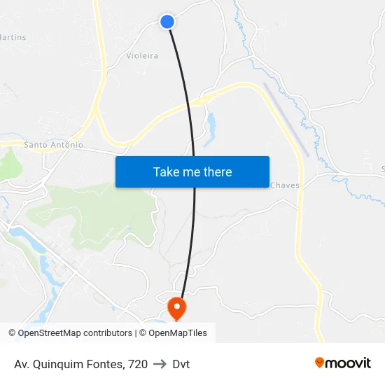 Av. Quinquim Fontes, 720 to Dvt map