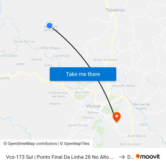 Vcs-173 Sul | Ponto Final Da Linha 28 No Alto Pau De Cedro to Dvt map