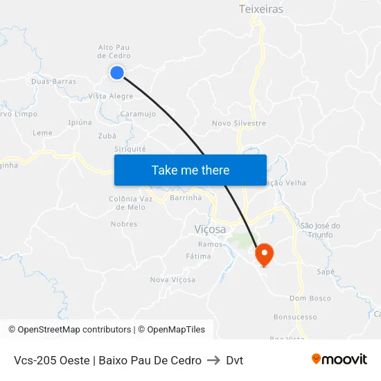 Vcs-205 Oeste | Baixo Pau De Cedro to Dvt map
