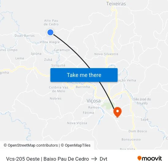 Vcs-205 Oeste | Baixo Pau De Cedro to Dvt map