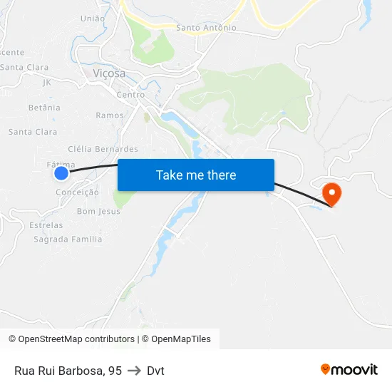 Rua Rui Barbosa, 95 to Dvt map
