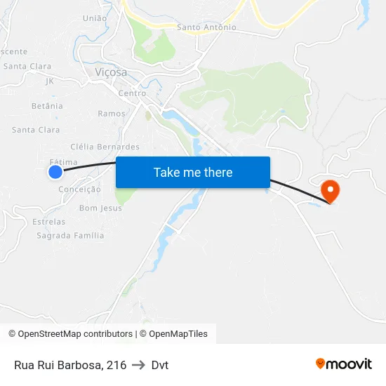 Rua Rui Barbosa, 216 to Dvt map