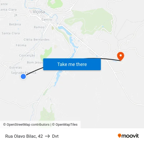 Rua Olavo Bilac, 42 to Dvt map