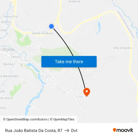 Rua João Batista Da Costa, 87 to Dvt map