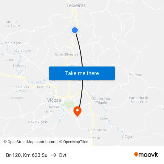 Br-120, Km 623 Sul to Dvt map