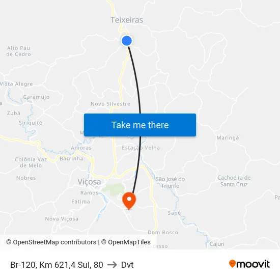 Br-120, Km 621,4 Sul, 80 to Dvt map