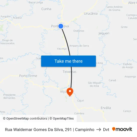 Rua Waldemar Gomes Da Silva, 291 | Campinho to Dvt map