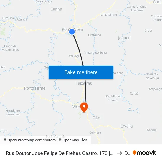 Rua Doutor José Felipe De Freitas Castro, 170 | Rodoviária Velha to Dvt map
