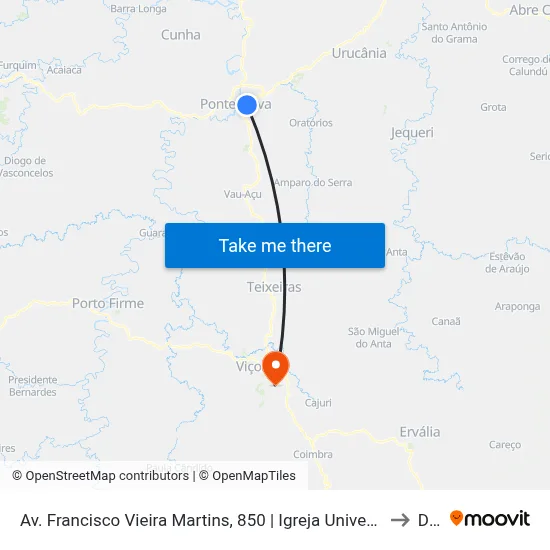 Av. Francisco Vieira Martins, 850 | Igreja Universal to Dvt map