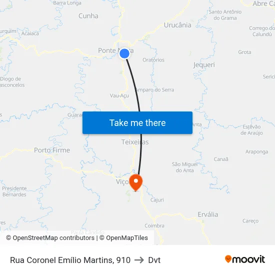 Rua Coronel Emílio Martins, 910 to Dvt map