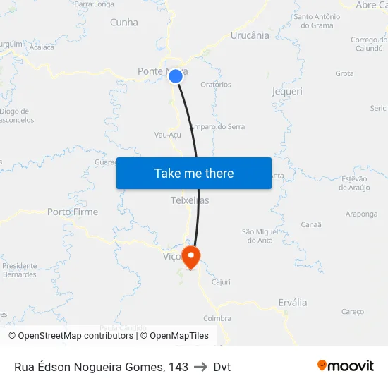 Rua Édson Nogueira Gomes, 143 to Dvt map