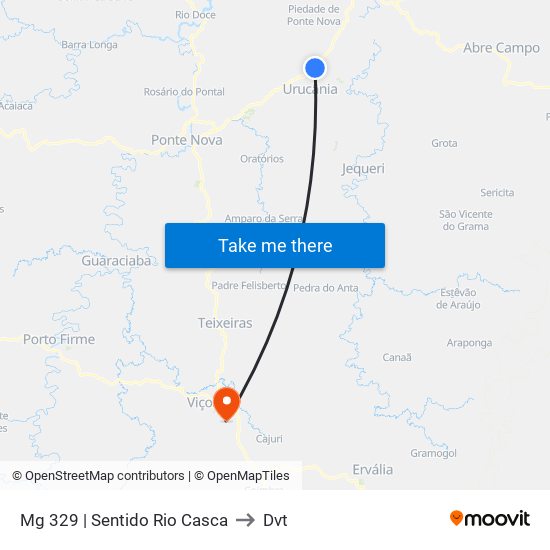 Mg 329 | Sentido Rio Casca to Dvt map