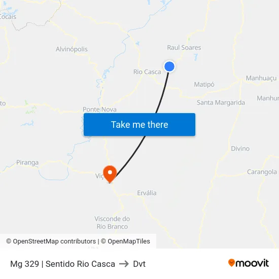 Mg 329 | Sentido Rio Casca to Dvt map