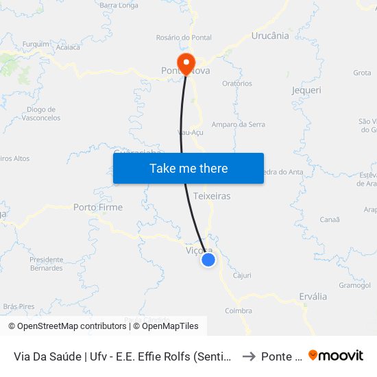 Via Da Saúde | Ufv - E.E. Effie Rolfs (Sentido Divisão De Saúde) to Ponte Nova map