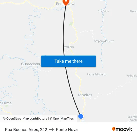 Rua Buenos Aires, 242 to Ponte Nova map
