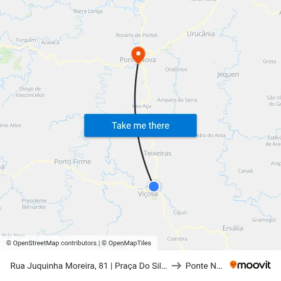 Rua Juquinha Moreira, 81 | Praça Do Silvestre to Ponte Nova map