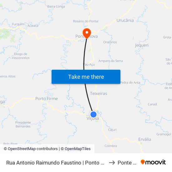 Rua Antonio Raimundo Faustino | Ponto Final Do Vau-Açu to Ponte Nova map