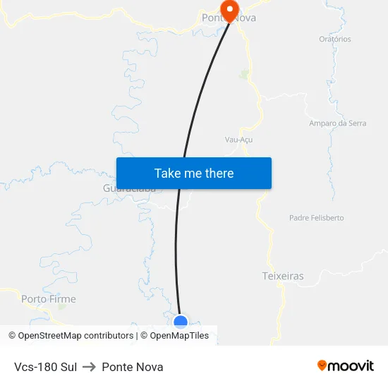 Vcs-180 Sul to Ponte Nova map