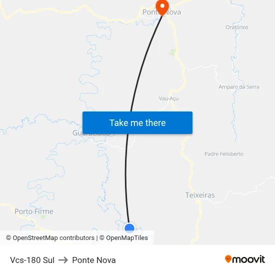 Vcs-180 Sul to Ponte Nova map