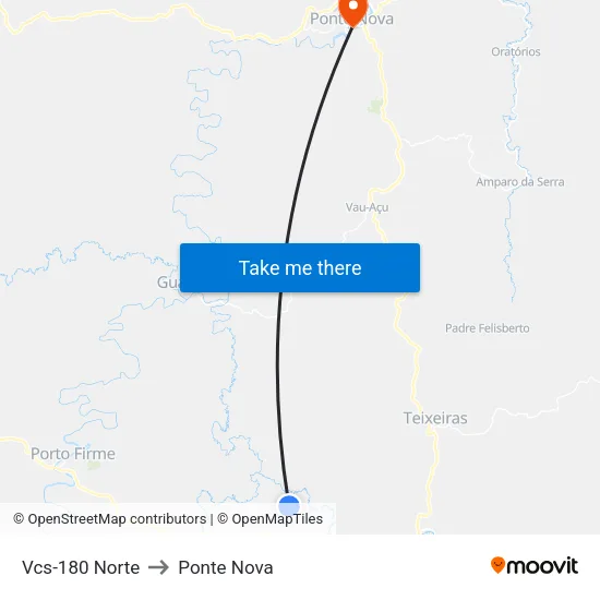 Vcs-180 Norte to Ponte Nova map