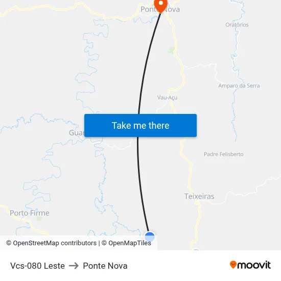 Vcs-080 Leste to Ponte Nova map