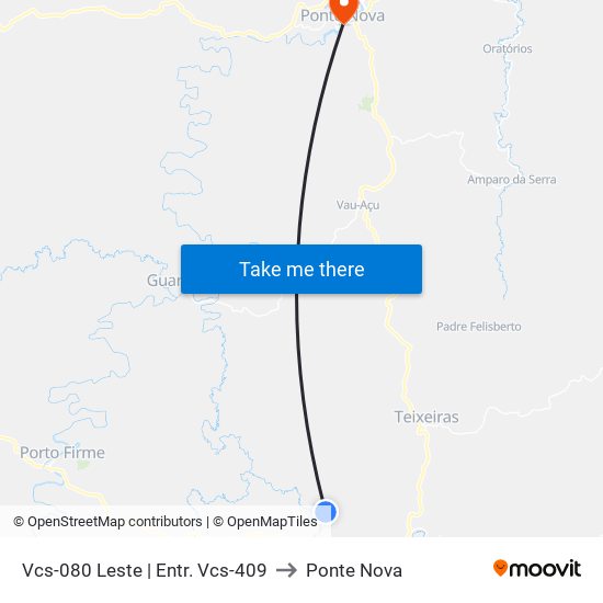 Vcs-080 Leste | Entr. Vcs-409 to Ponte Nova map