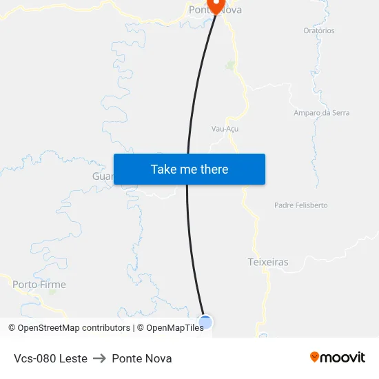 Vcs-080 Leste to Ponte Nova map