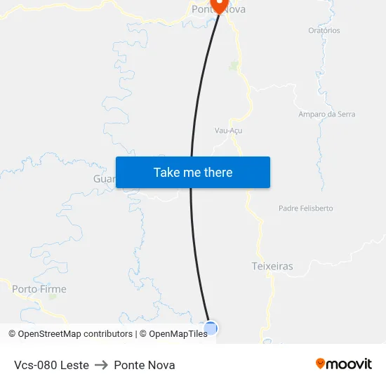 Vcs-080 Leste to Ponte Nova map