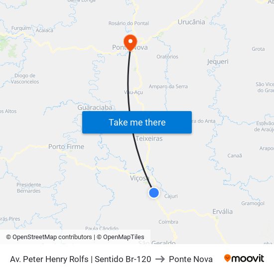 Av. Peter Henry Rolfs | Sentido Br-120 to Ponte Nova map