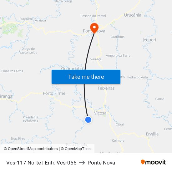 Vcs-117 Norte | Entr. Vcs-055 to Ponte Nova map