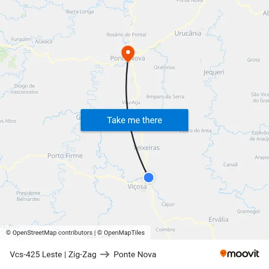 Vcs-425 Leste | Zig-Zag to Ponte Nova map