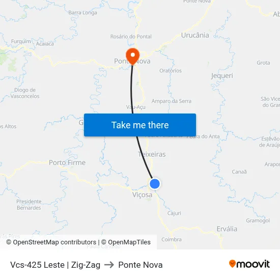 Vcs-425 Leste | Zig-Zag to Ponte Nova map