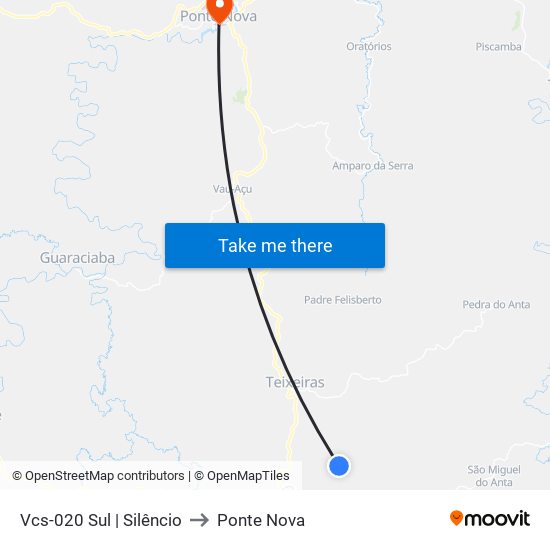 Vcs-020 Sul | Silêncio to Ponte Nova map