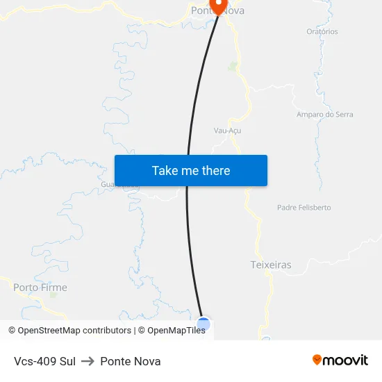 Vcs-409 Sul to Ponte Nova map