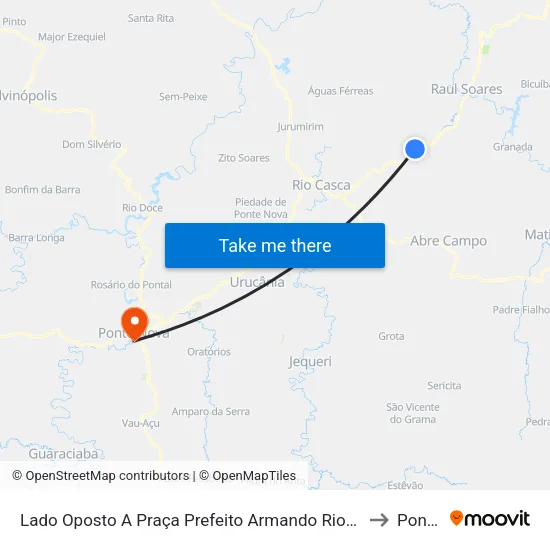 Lado Oposto A Praça Prefeito Armando Rios | São Pedro Dos Ferros Sentido Raul Soares to Ponte Nova map