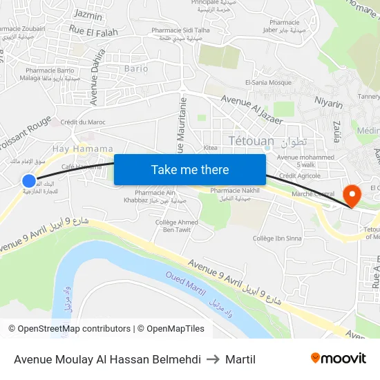 Avenue Moulay Al Hassan Belmehdi to Martil map